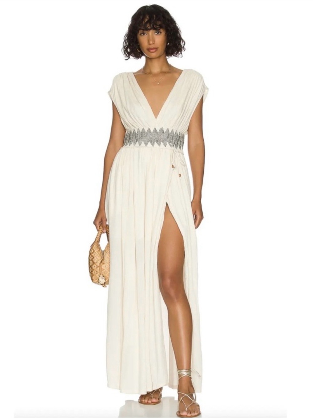 Free People Devon Ivory Grecian Maxi Dress Size Medium